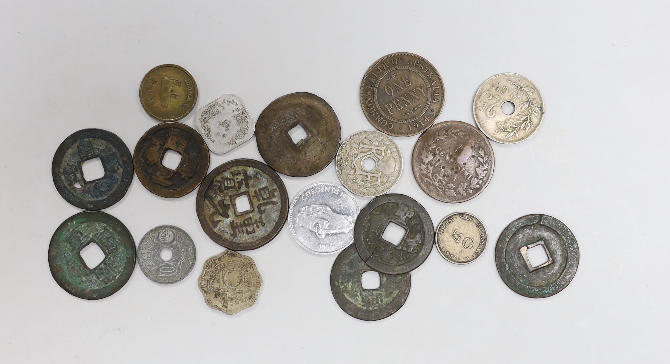 A collection of Chinese and other world coins